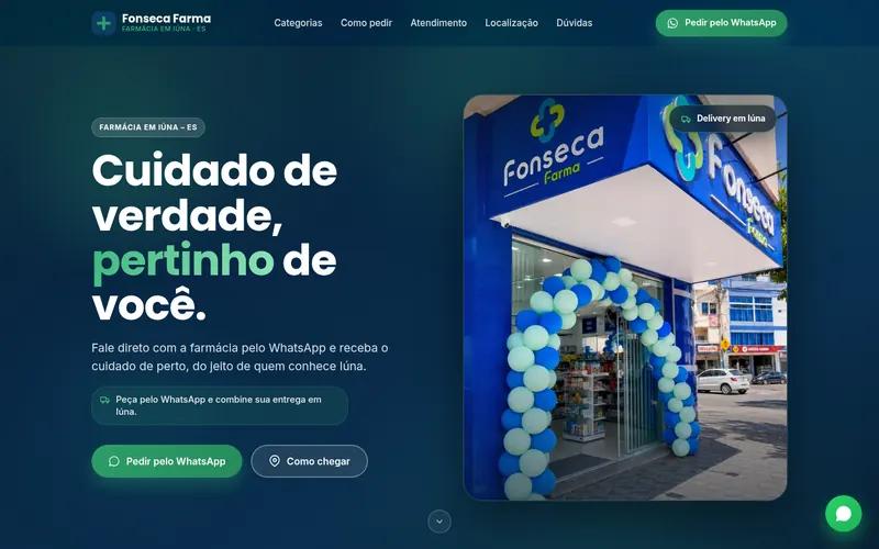 Site da Fonseca Farma, projeto demonstrativo, no computador